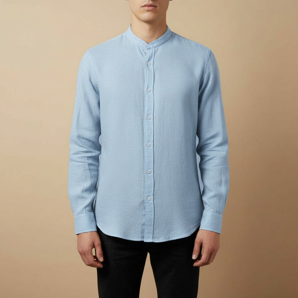 Camisa Linho Gola Alta — Capri