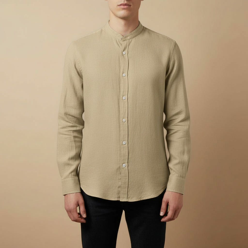 Camisa Linho Gola Alta — Capri