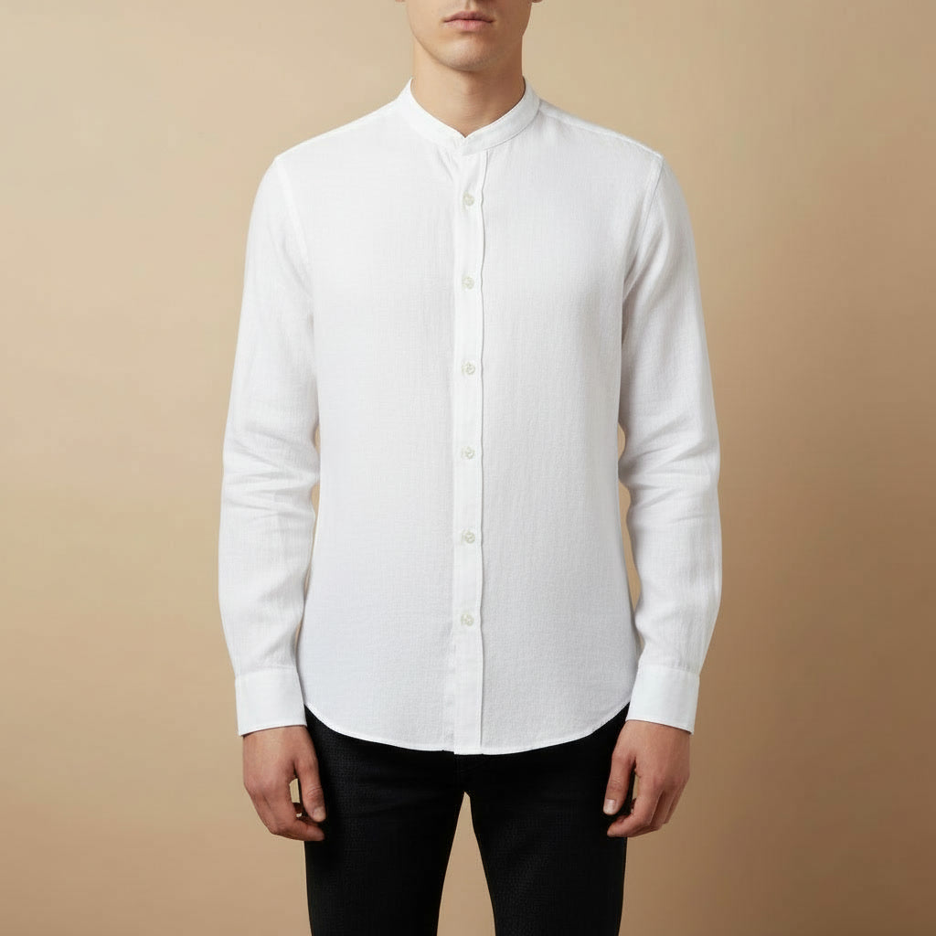 Camisa Linho Gola Alta — Capri