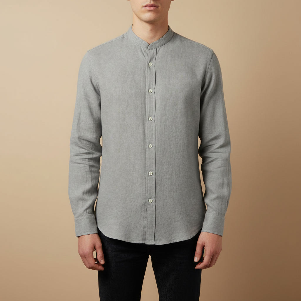 Camisa Linho Gola Alta — Capri