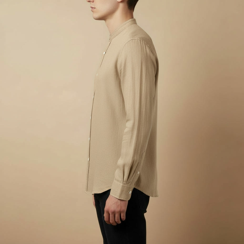 Camisa Linho Gola Alta — Capri