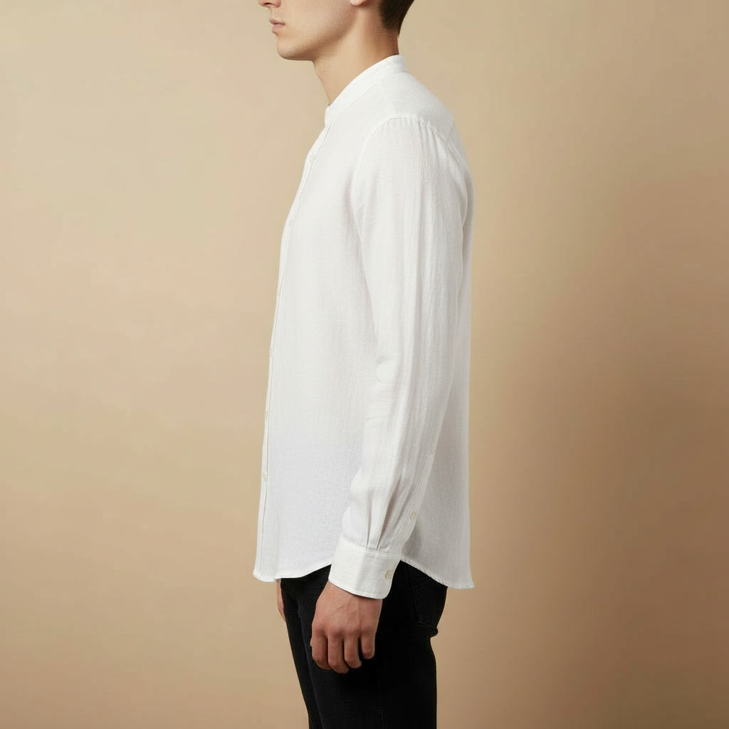 Camisa Linho Gola Alta — Capri